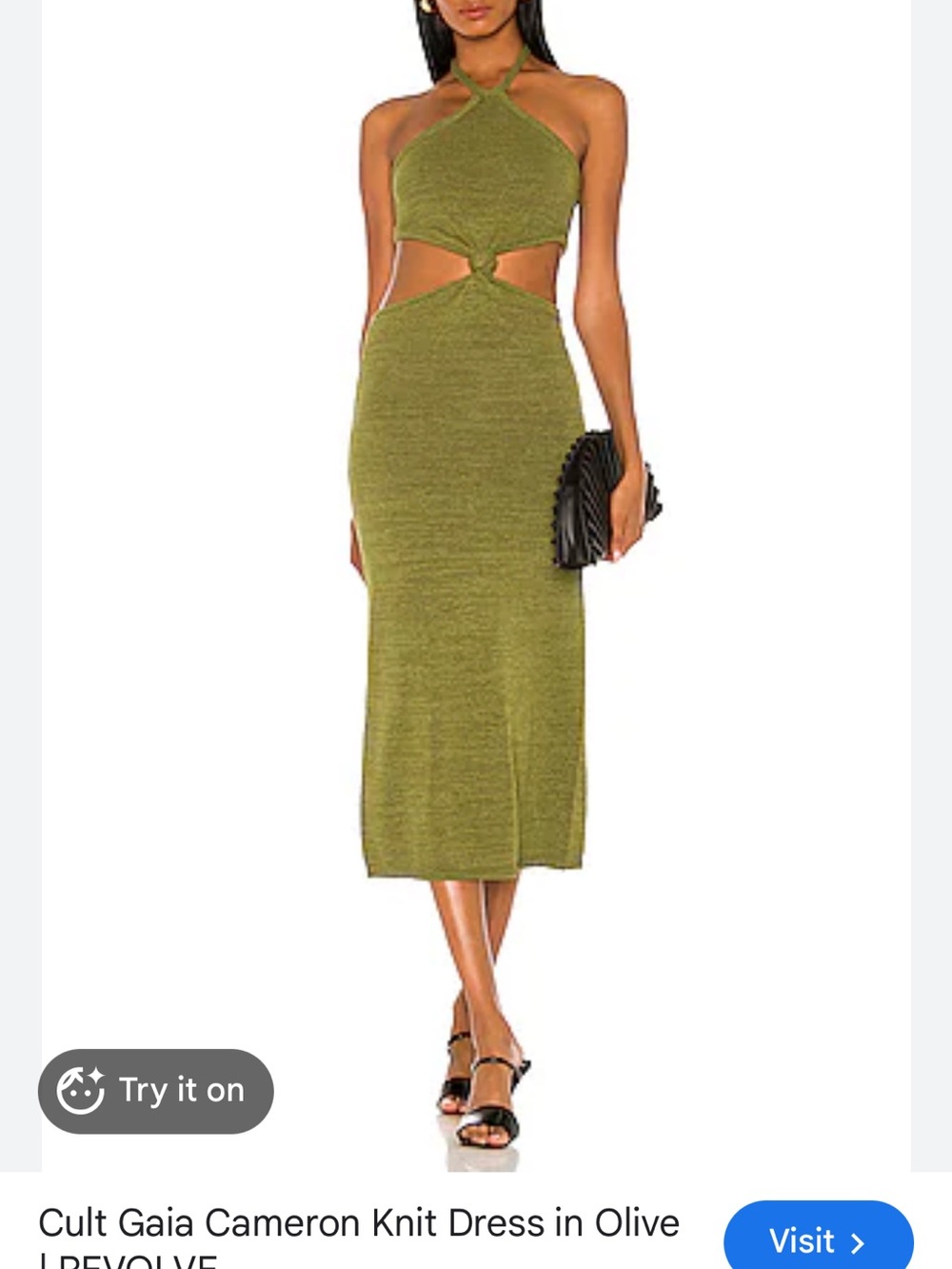 cult gaia olive halter knit cutout midi dress